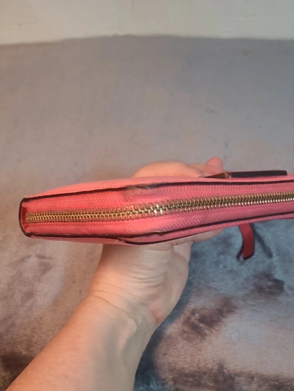 Kate Spade New York Neda From Wellesley Coral Pink Zip-around Leather Wallet